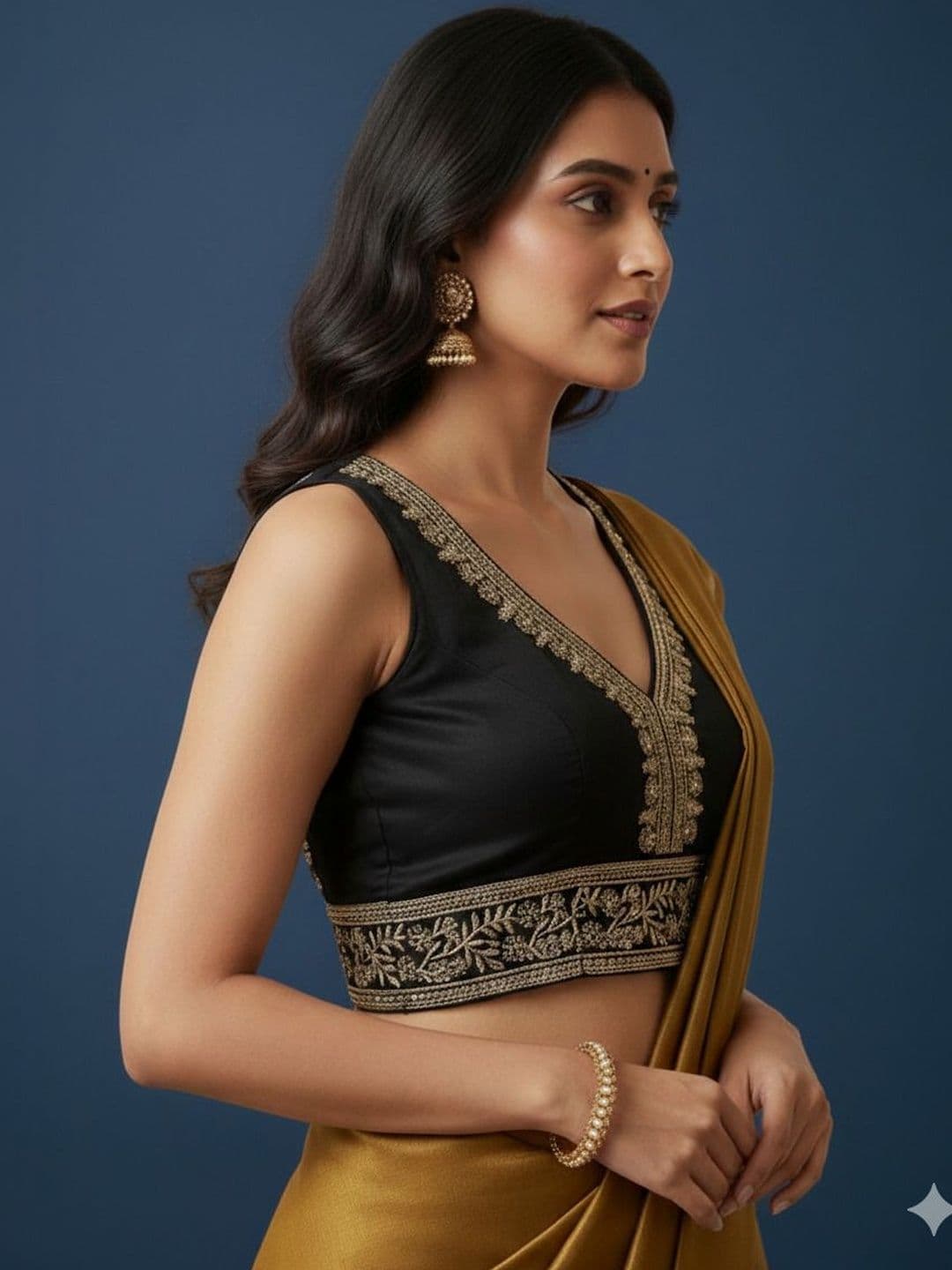HERE&NOW Embroidered V-Neck Saree Blouse - view 1