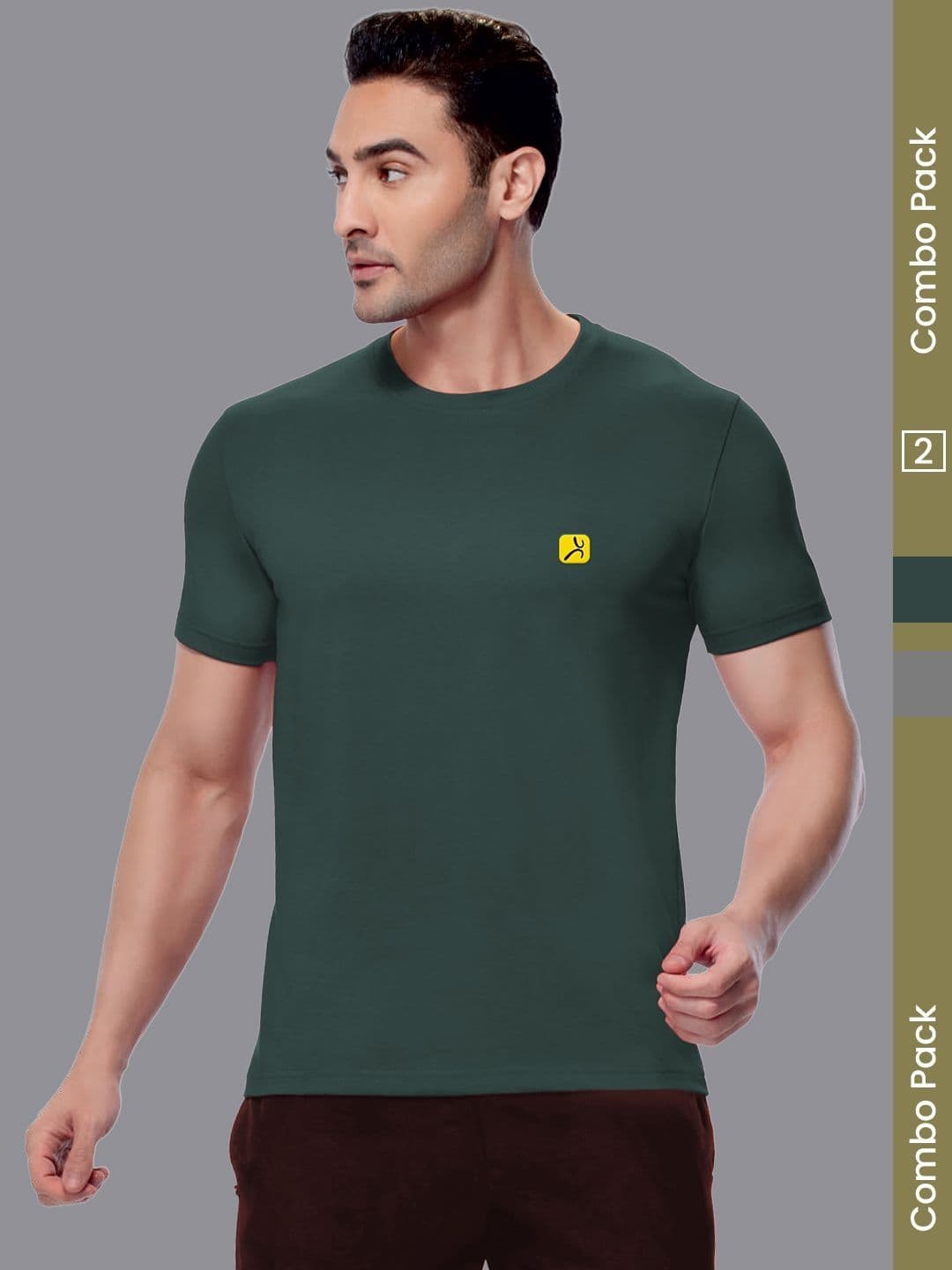 AMUL COMFY Pack Of 2 Round Neck Short Sleeve T-Shirt - view 1