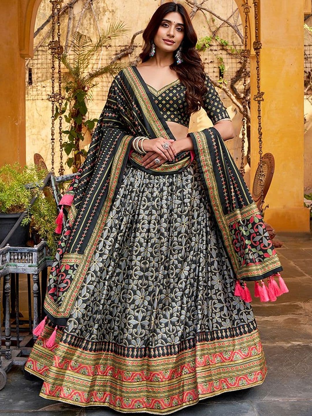 LOOKNBOOK ART Printed Semi-Stitched Lehenga & Blouse With Dupatta - view 1