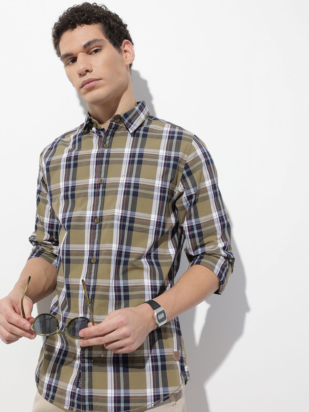The Roadster Life Co. Tartan Checked Pure Cotton Casual Shirt - view 1