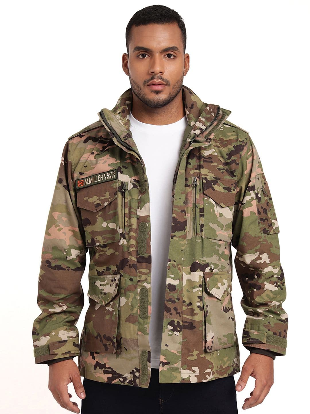 MOUNTMILLER Men's Full Sleeve Hooded Neck Multicam 3-Layer Brigadier Jacket - view 1