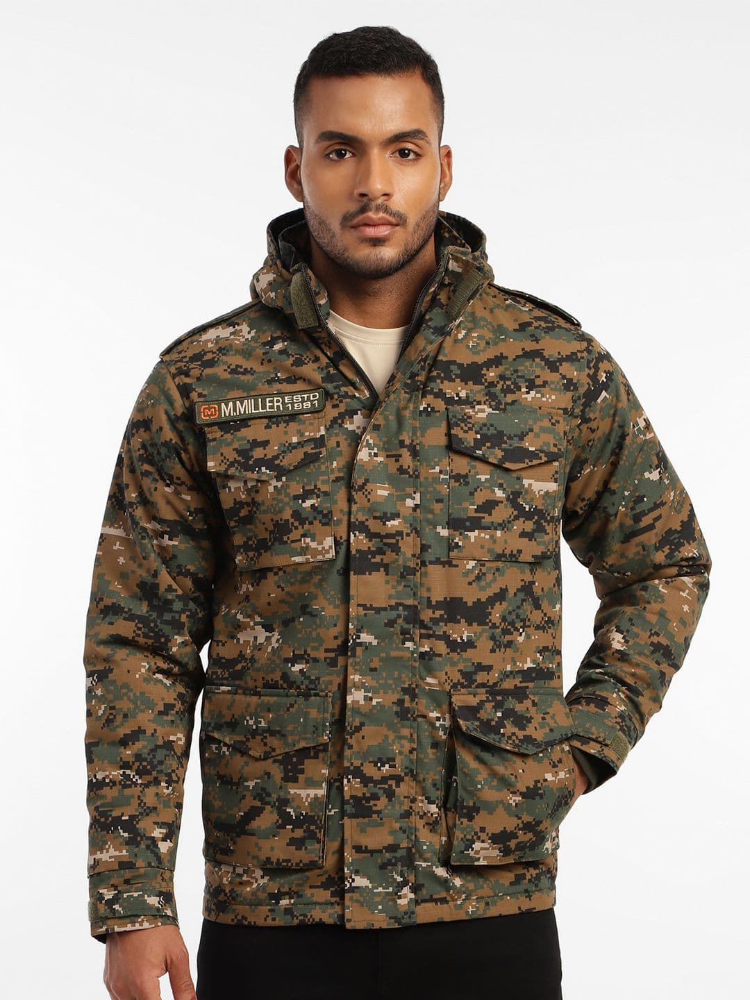 MOUNTMILLER Men's Camouflage Printed Multicam M65 Ripstop Field Tactical Hooded Jacket - view 1