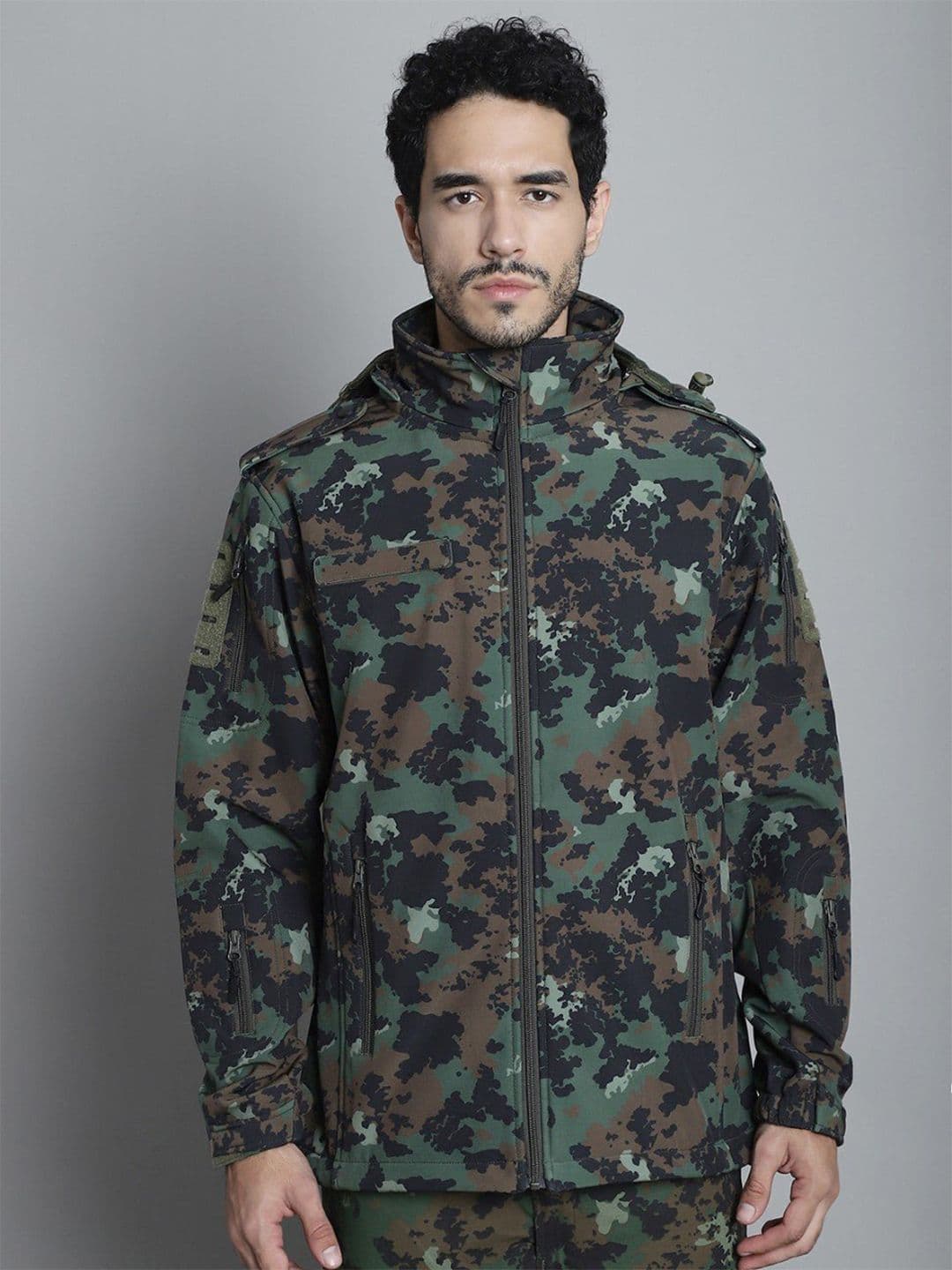 MOUNTMILLER Men's Camouflage 12 Zipper Soft Shell Dual Layered Ripstop Tactical Jacket - view 1