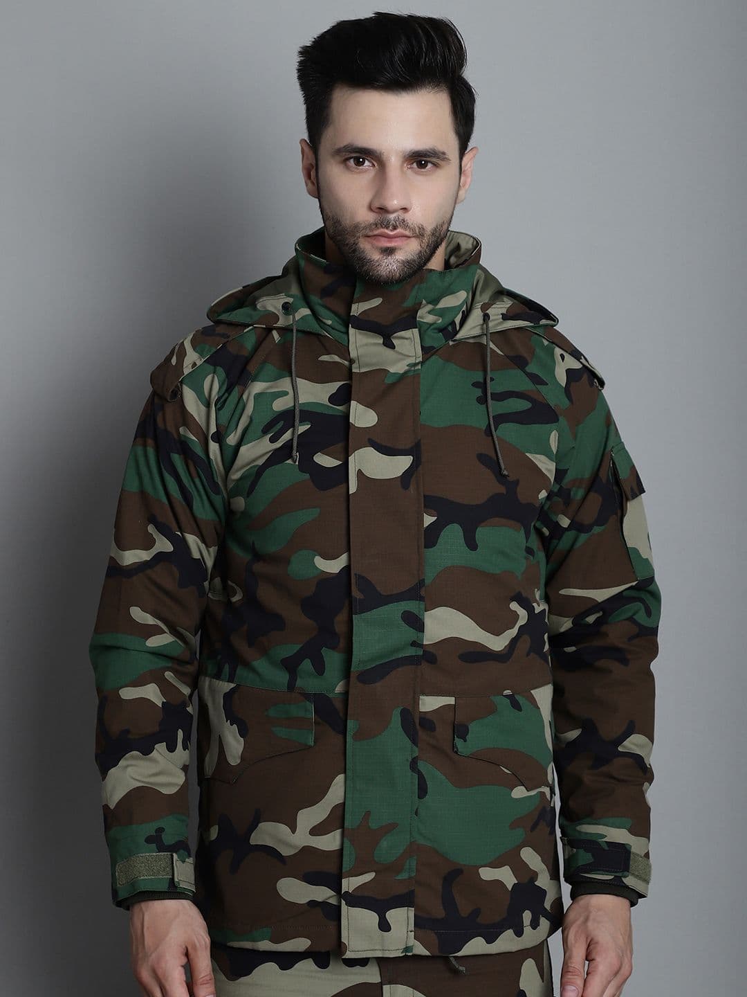 MOUNTMILLER Men's Camouflage Printed Ripstop Multicam Arctic Tactical Hooded Jacket - view 1