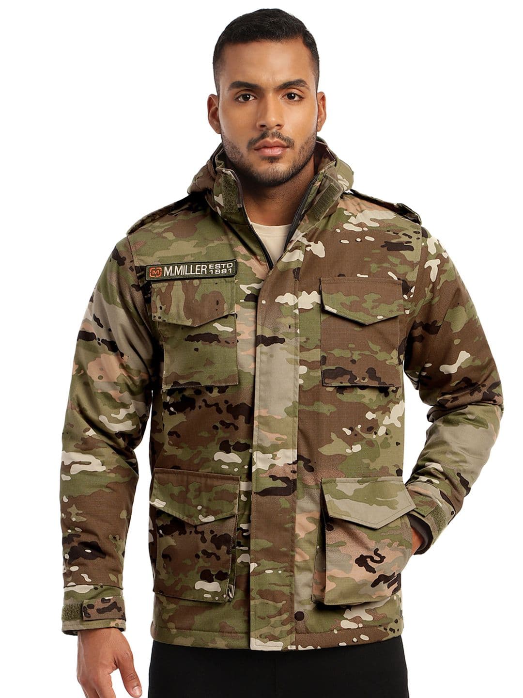 MOUNTMILLER Men's Camouflage Printed Multicam M65 Ripstop Field Tactical Hooded Jacket - view 1