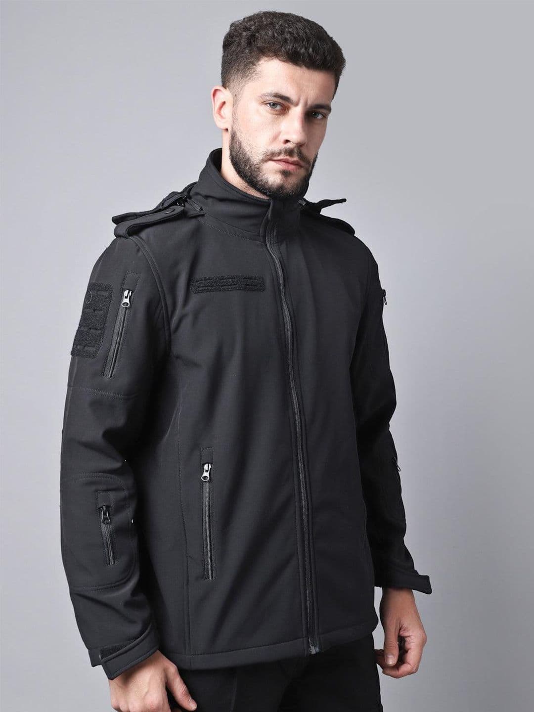 MOUNTMILLER Men's Solid Super Digital Soft Shell Ripstop Tactical Hooded Jacket - view 1