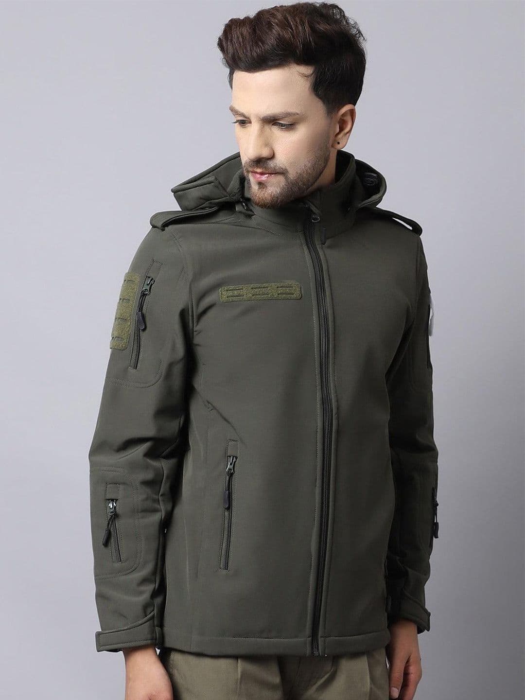 MOUNTMILLER Men's Solid Super Digital Soft Shell Ripstop Tactical Hooded Jacket - view 1