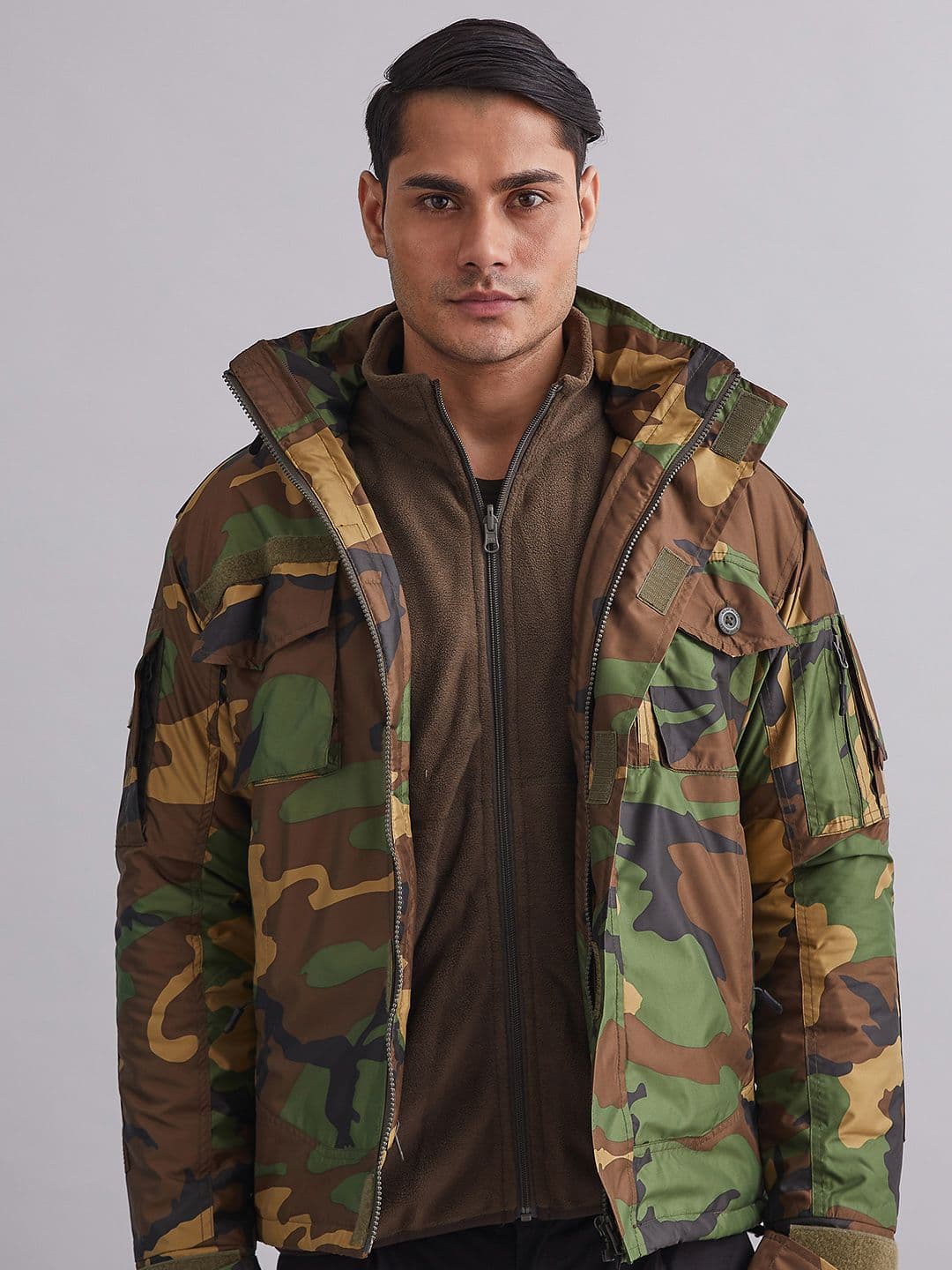 MOUNTMILLER Men's Camouflage Woodland 3 Layer Emerger Hooded Tactical Jacket - view 1