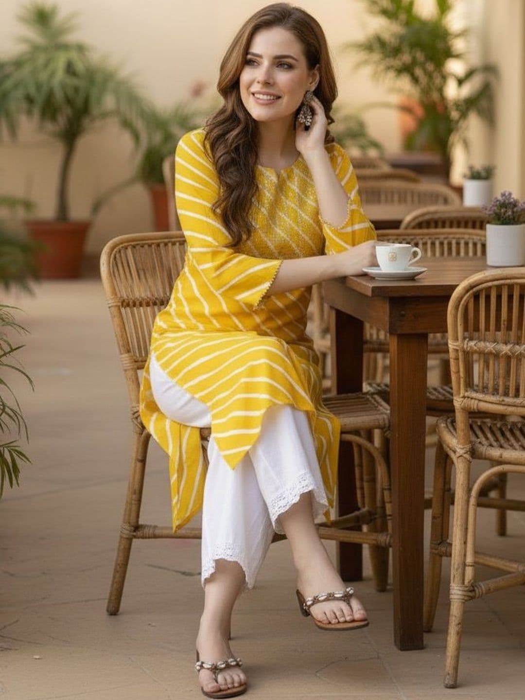Pjyot by surhi Women Leheriya Printed Kurta - view 1