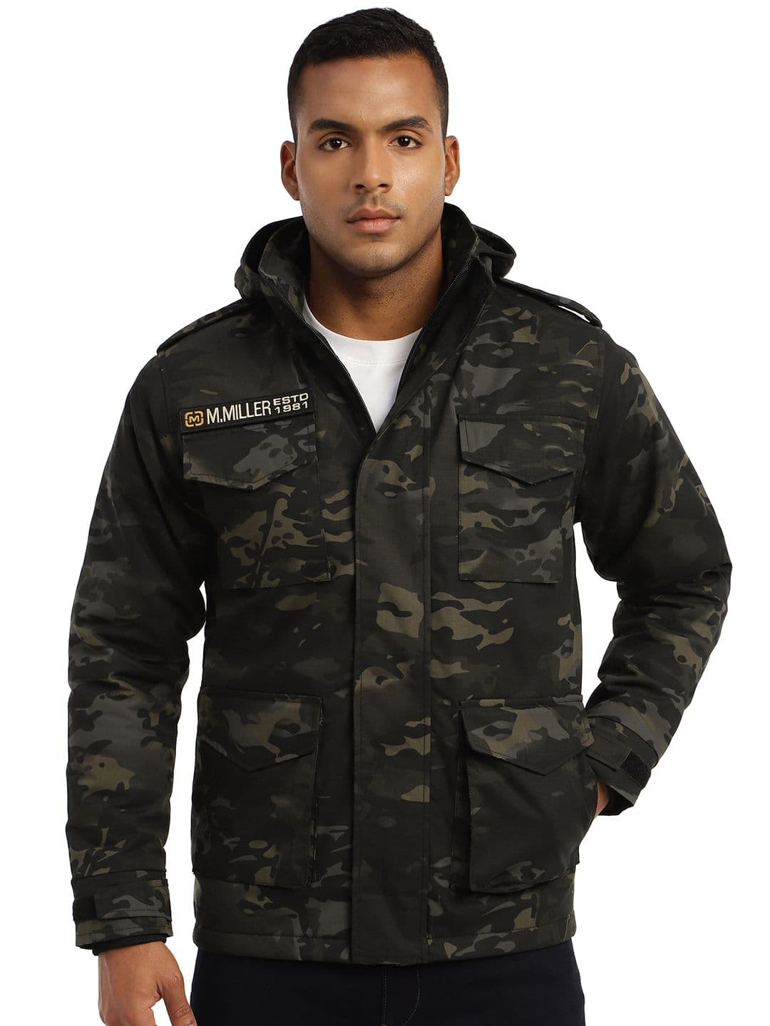 MOUNTMILLER Men's Camouflage Printed Multicam M65 Ripstop Field Tactical Hooded Jacket - view 1