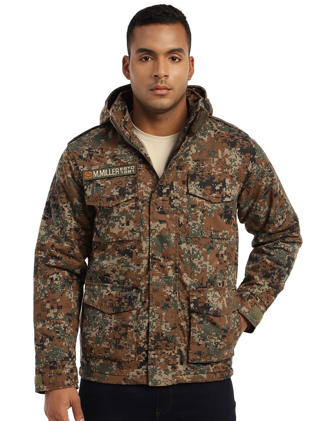 MOUNTMILLER Men's Camouflage Printed Multicam M65 Ripstop Field Tactical Hooded Jacket - view 1