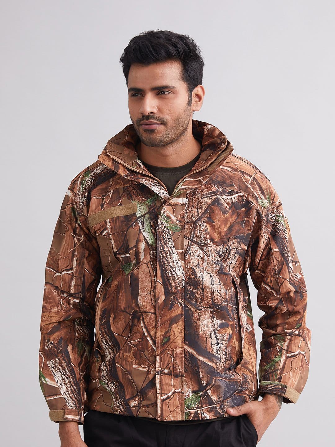 MOUNTMILLER Men's Camouflage Tree Airshell Hooded Tactical Wind Jacket - view 1
