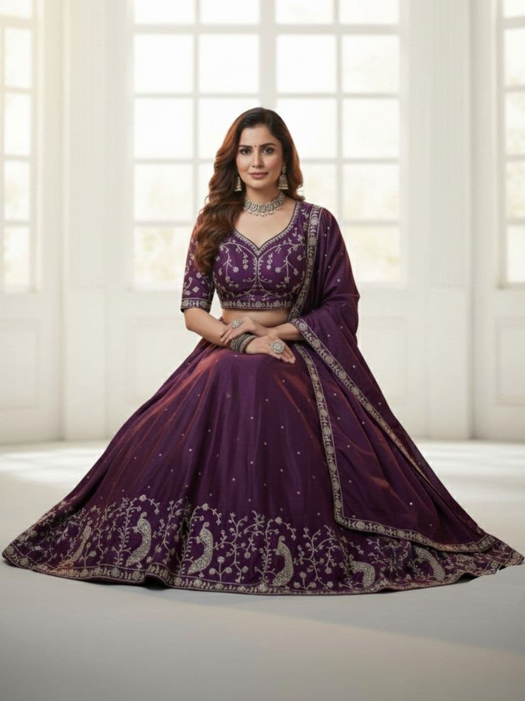 JULEE Embroidered Semi-Stitched Lehenga & Blouse With Dupatta - view 1