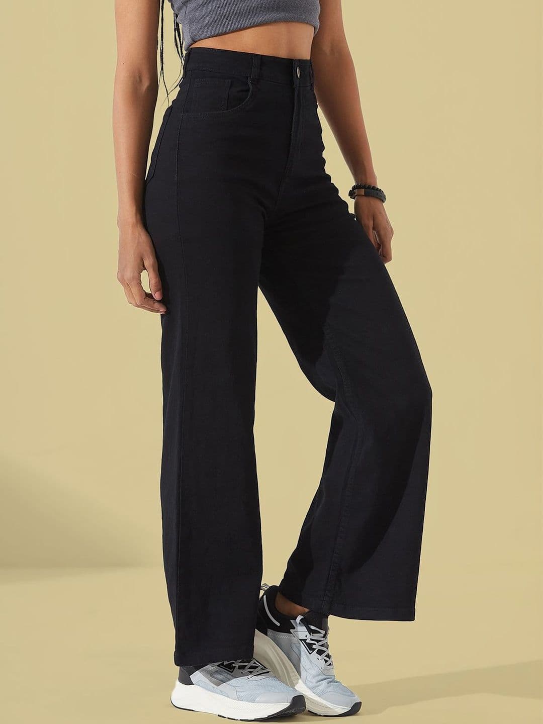 The Roadster Lifestyle Co. Women Wide Leg High Rise Clean Look Stretchable Denim Jeans - view 1