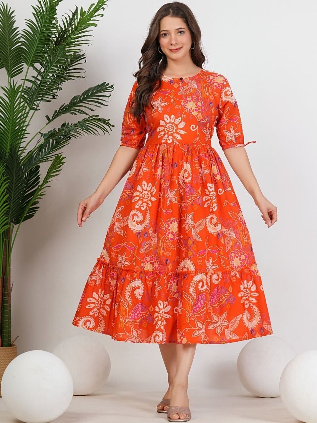 UNIBLISS Women Floral Printed Thread Work Anarkali Kurta - view 1