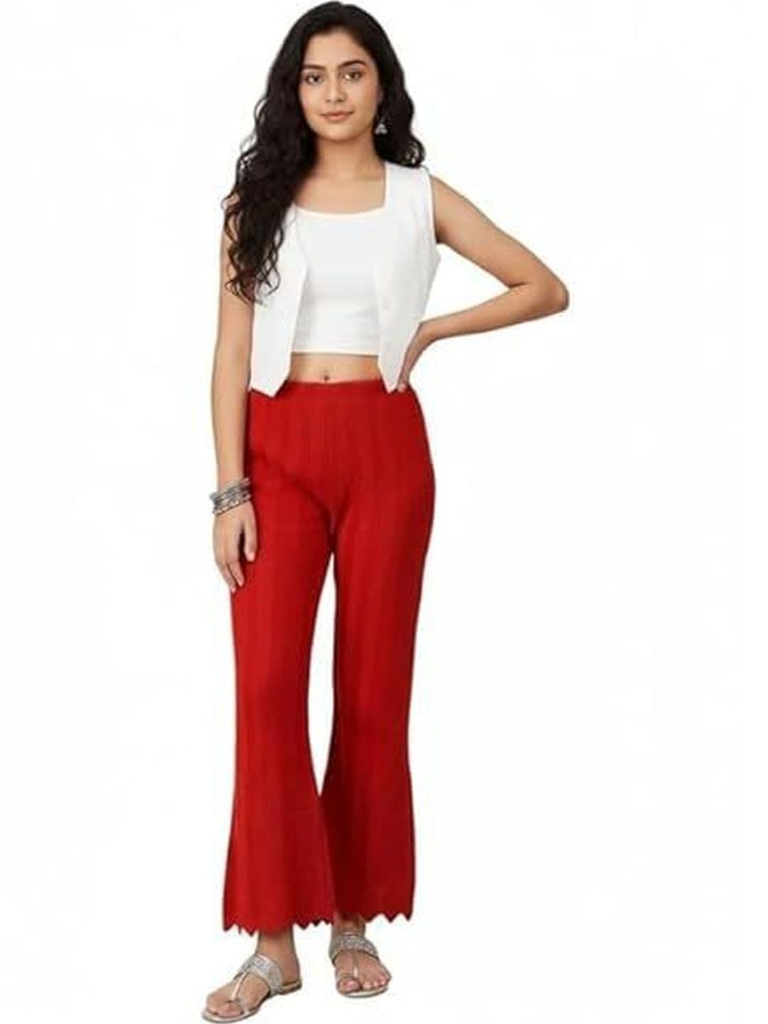 Thrifty Thread Women Flared Knitted Ethnic Palazzos - view 1