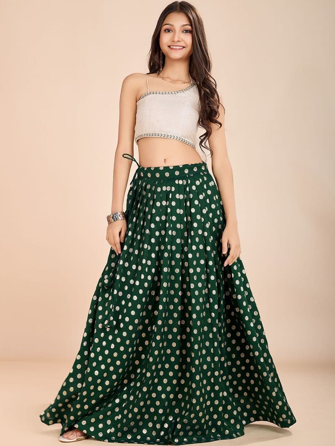 KALANANDI Girls Embellished Sequinned Ready to Wear Lehenga & - view 1