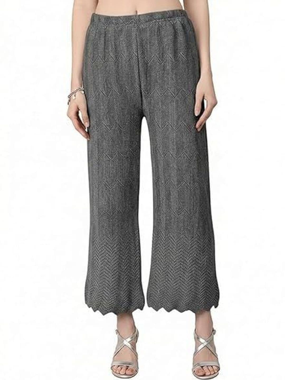 Thrifty Thread Women Flared Knitted Ethnic Palazzos - view 1