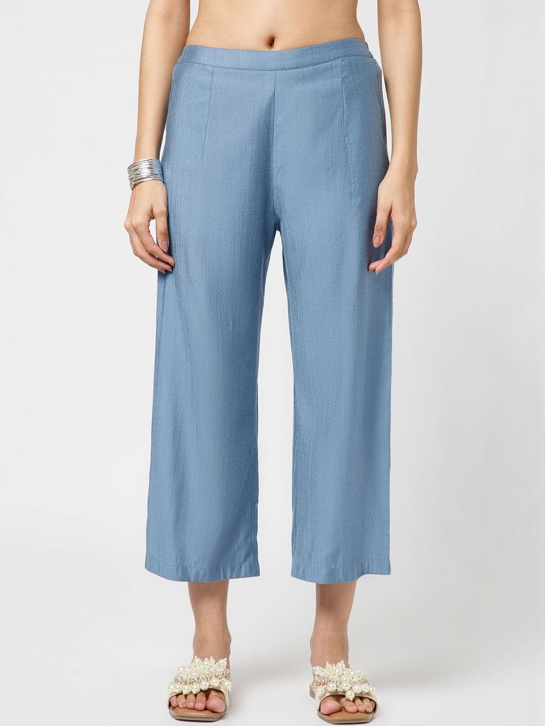 LELA Women Knitted Cropped Ethnic Palazzos - view 1