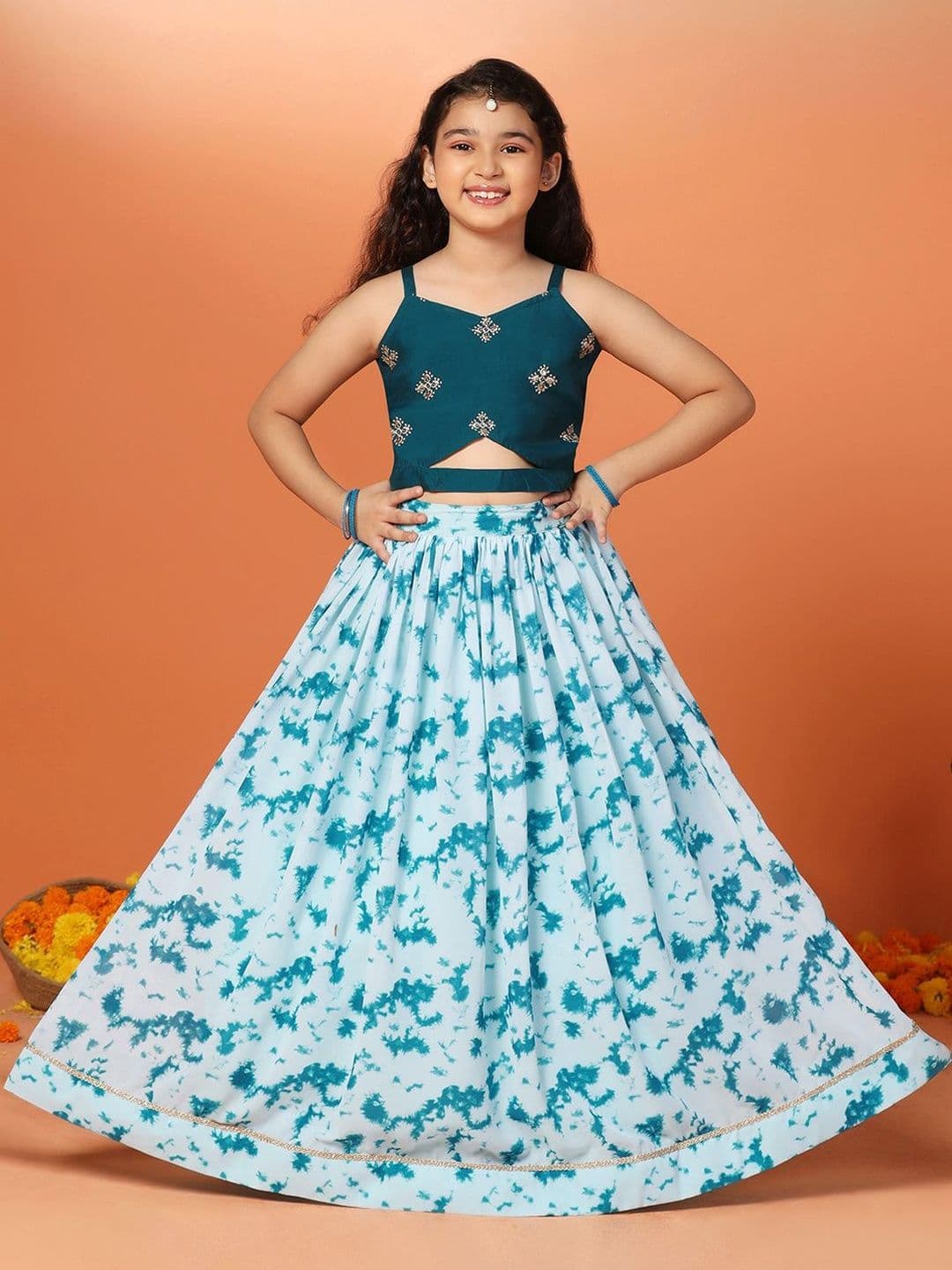 FASHION DREAM Girls Embellished Sequinned Ready to Wear Lehenga - view 1