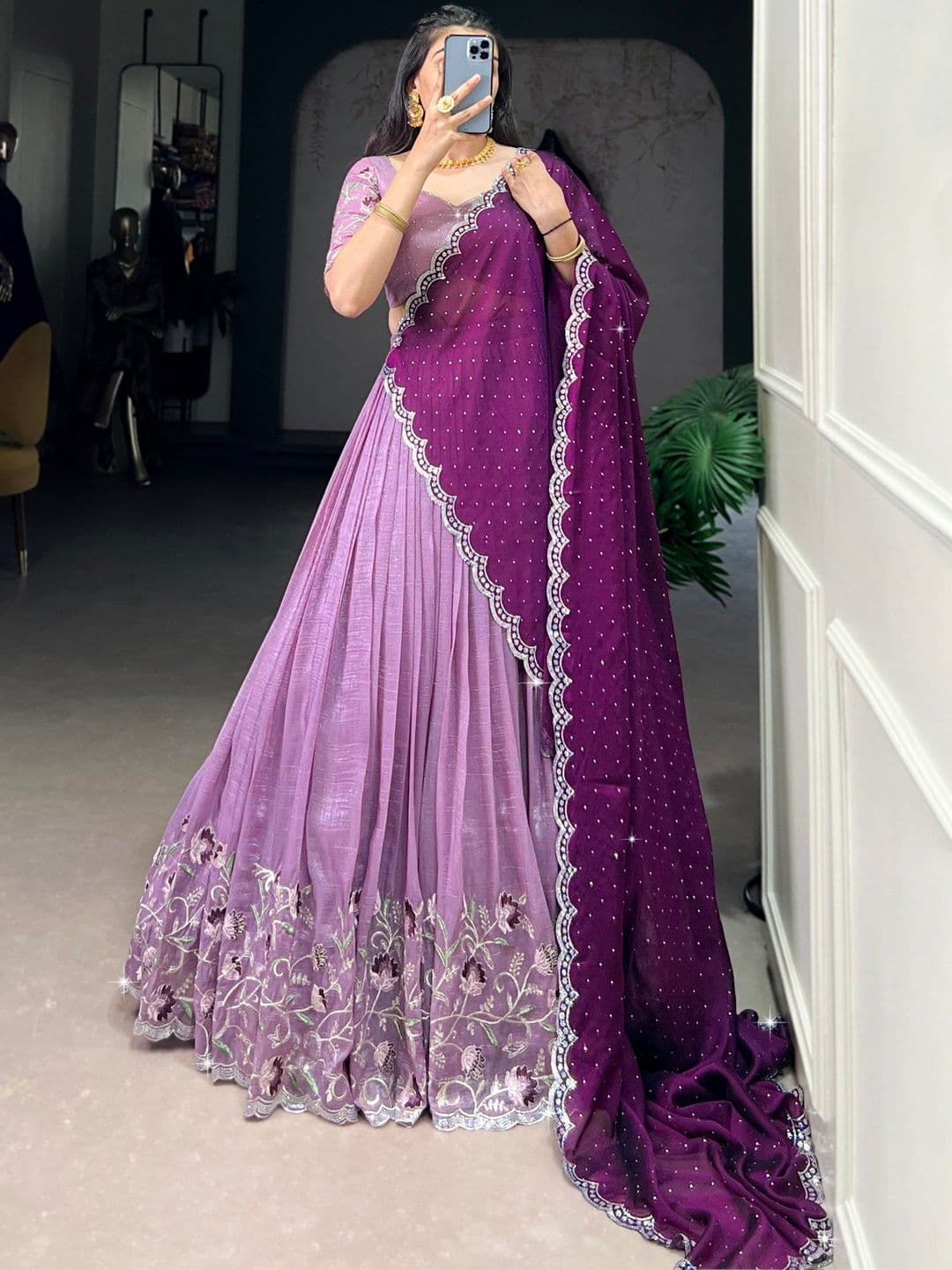SUPPAR SLEAVE Embellished Sequinned Ready to Wear Lehenga & Blouse With Dupatta - view 1