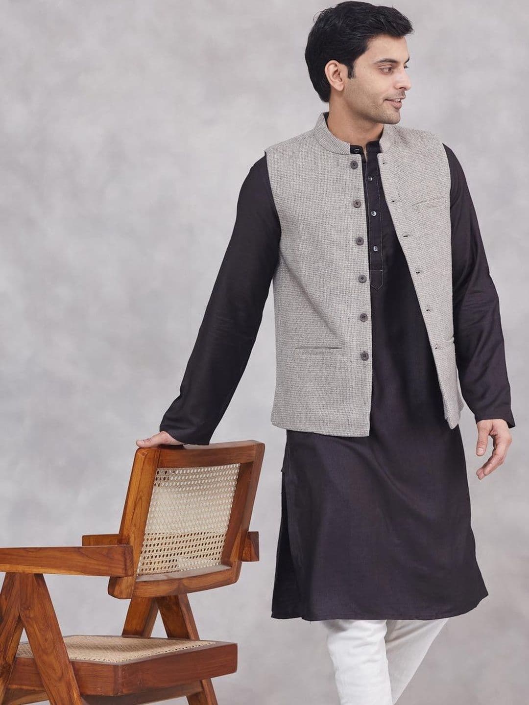 Fabindia Mandarin Collared Nehru Jackets - view 1