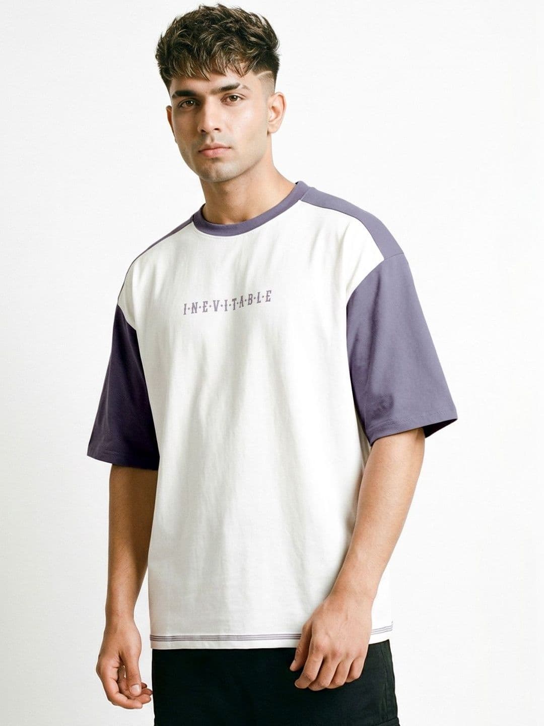 Crazymonk Inevitable Nilac Graphic Cotton Round Neck Short Sleeves Oversized T-shirt - view 1