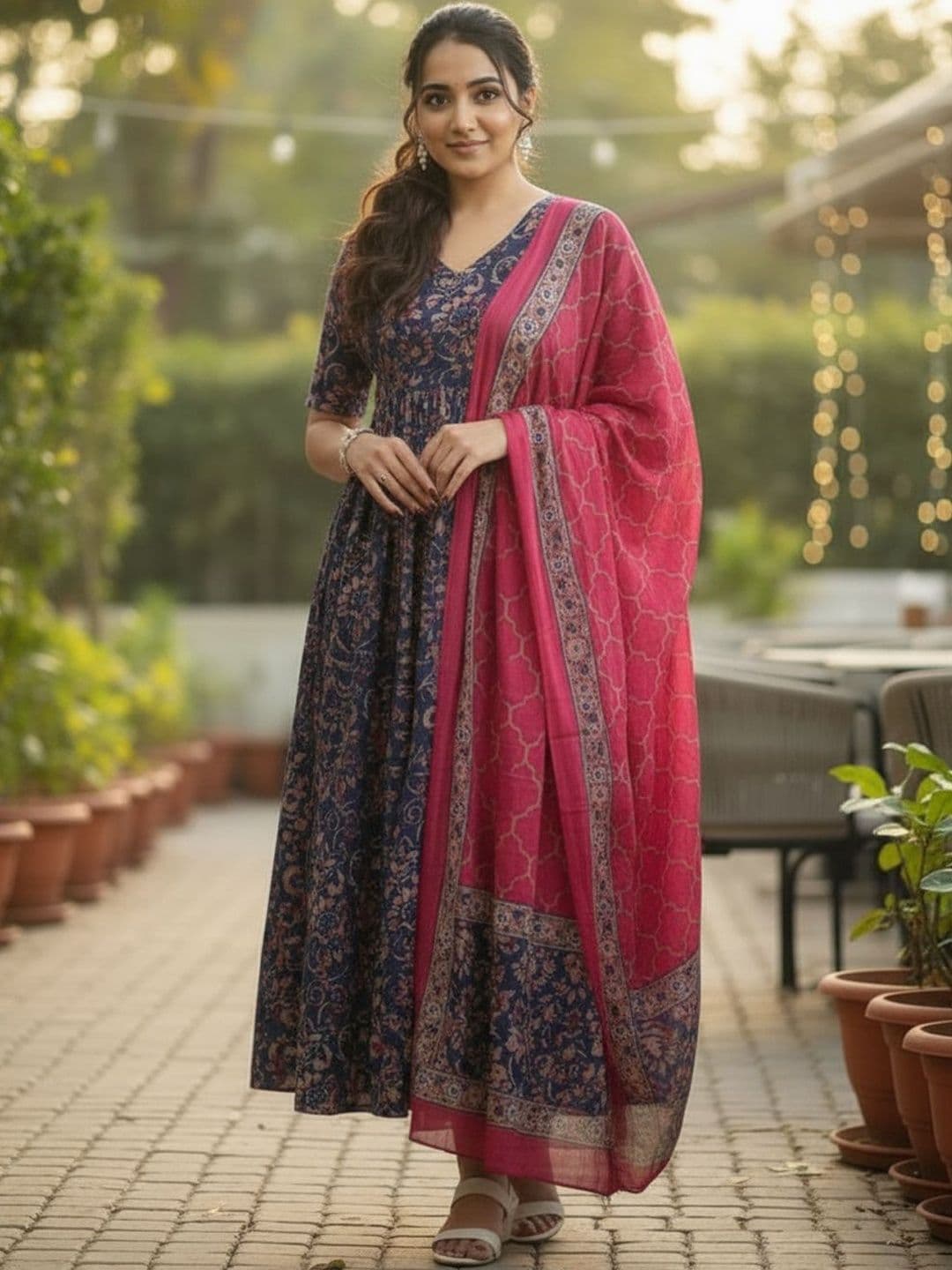 ARADHNA Women Floral Printed Empire Kurta with Pyjamas & With Dupatta - view 1