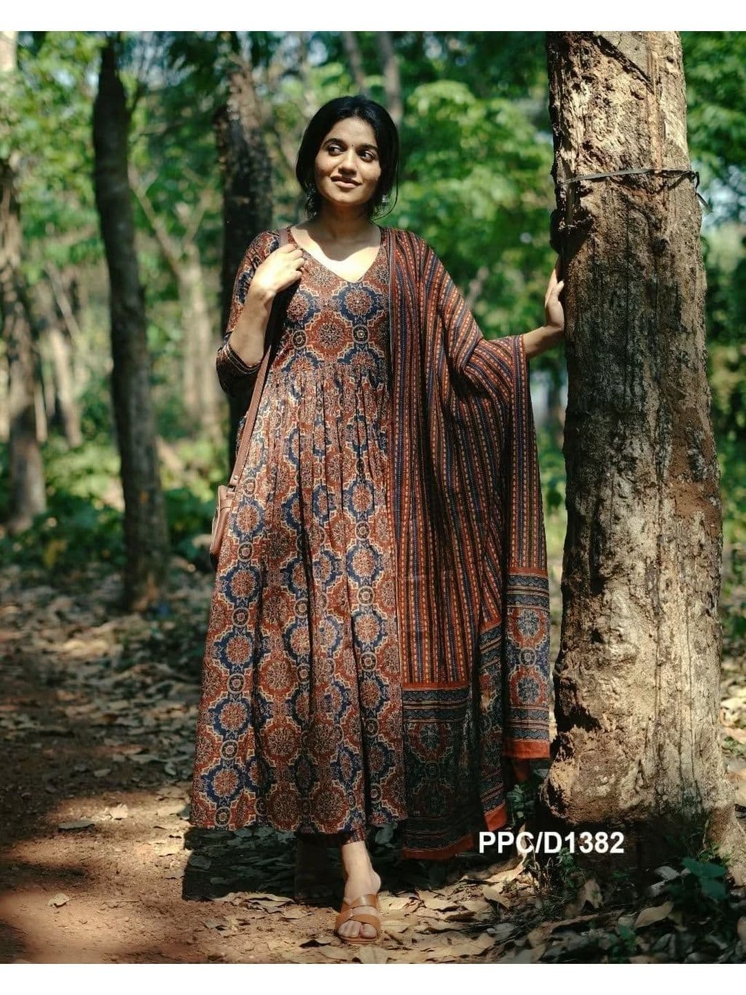 YUSRA Women Ethnic Motifs Printed Panelled Beads and Stones Kurta with Trousers & With Dupatta - view 1
