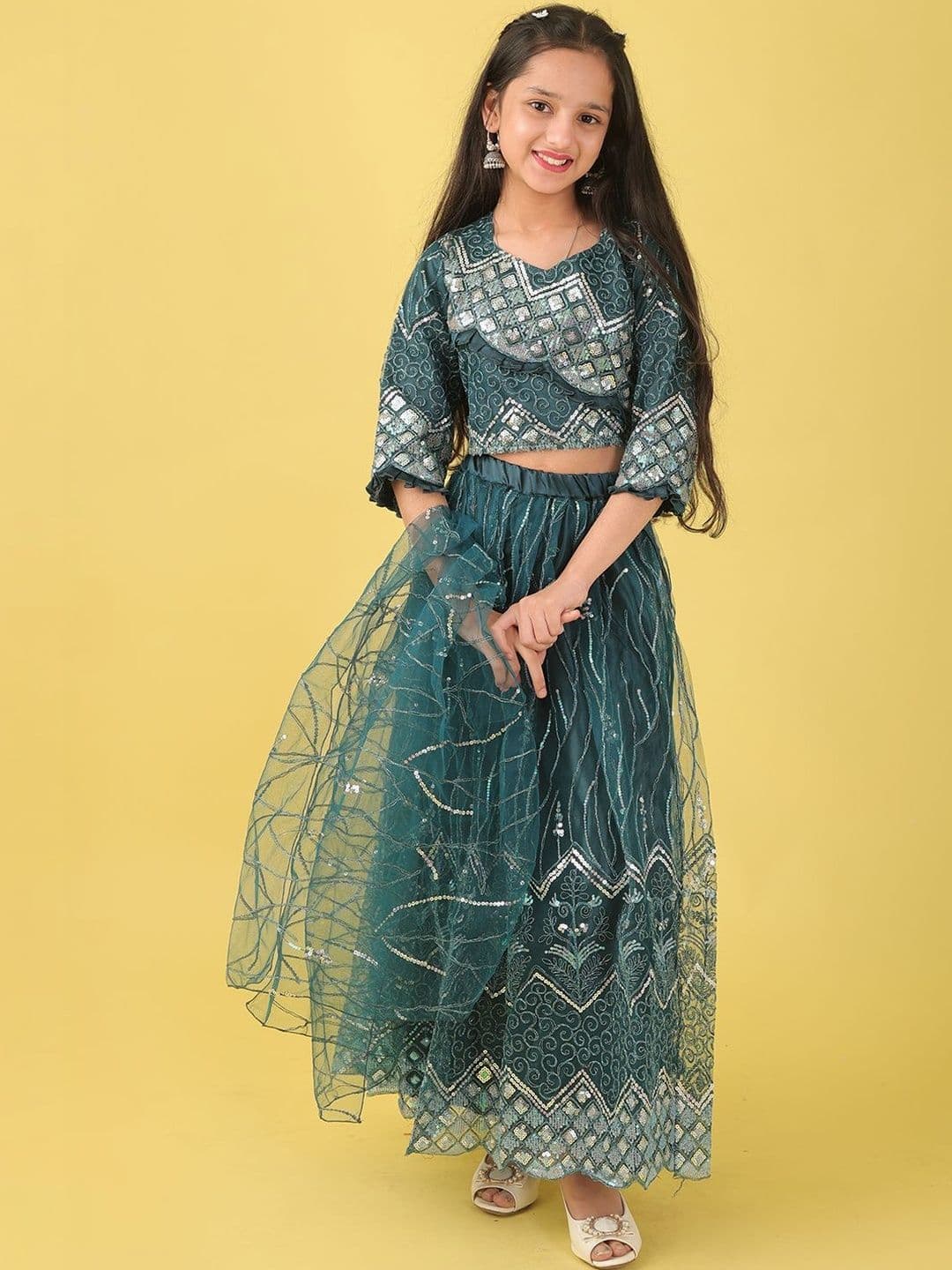 BAESD Girls Embellished Sequinned Ready to Wear Lehenga & Blouse With Dupatta - view 1