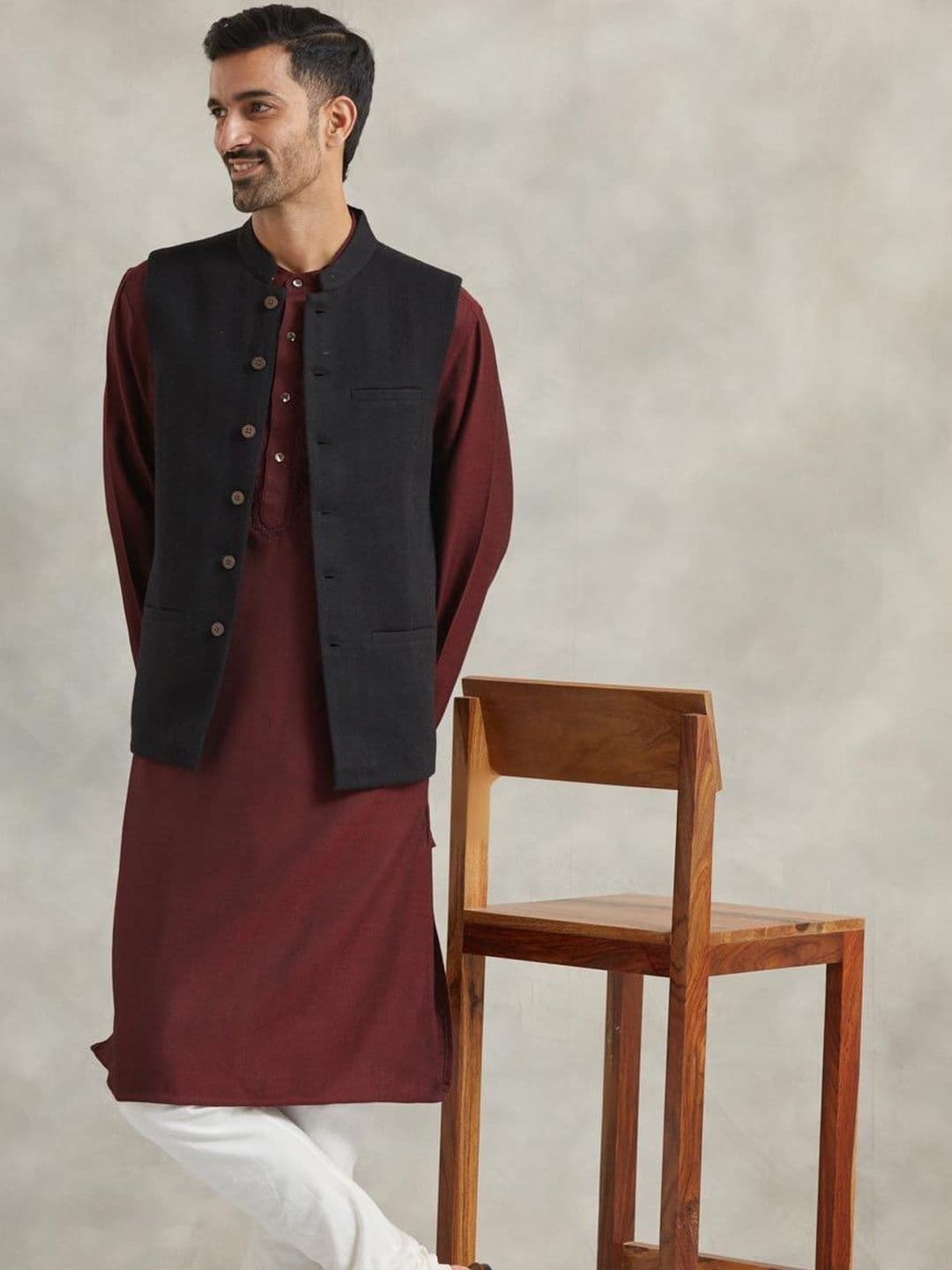Fabindia Mandarin Collared Nehru Jackets - view 1