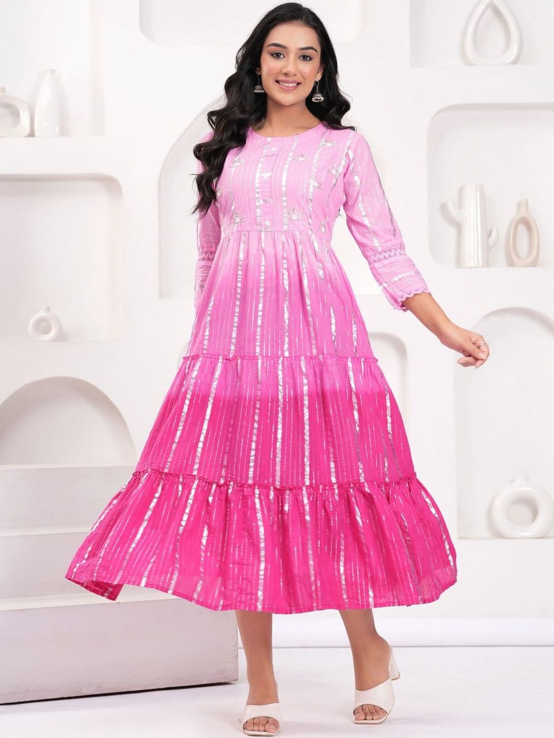 HERE&NOW Striped Fit & Flare Midi Dress - view 1