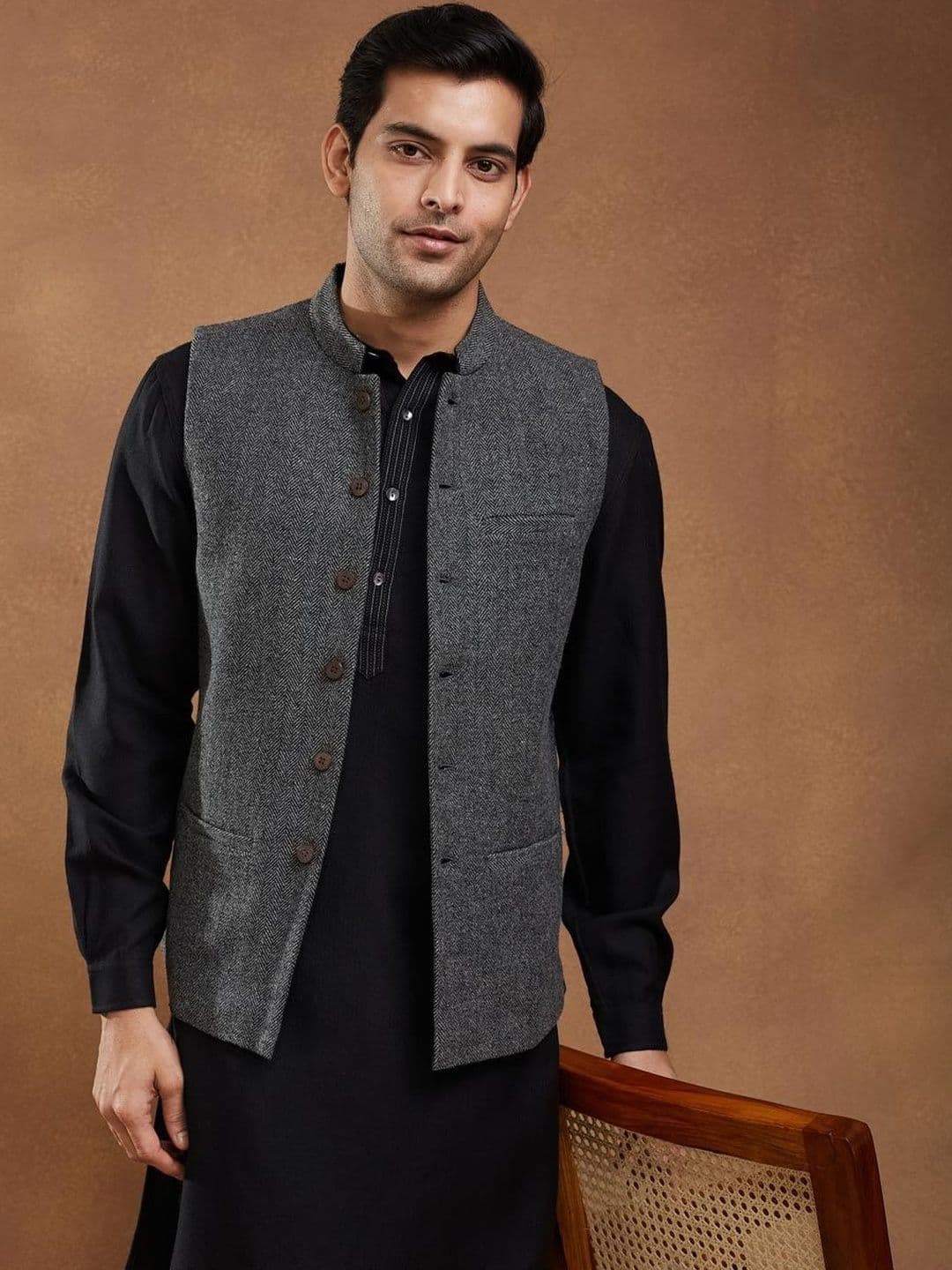 Fabindia Mandarin Collared Nehru Jackets - view 1