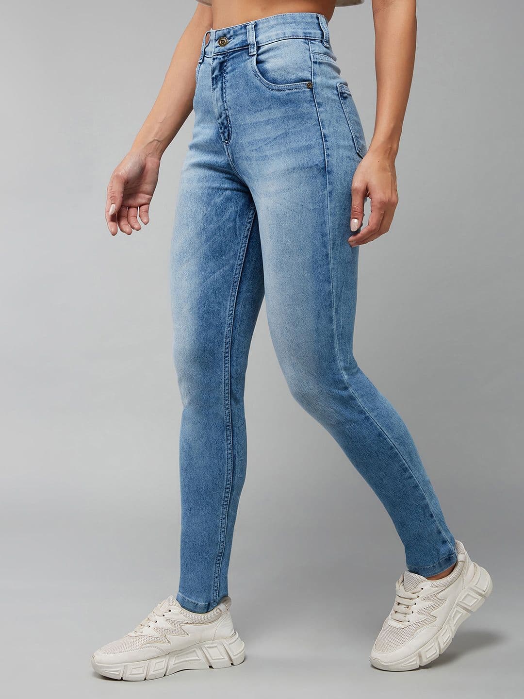 DOLCE CRUDO Women High-Rise Heavy Fade Slim Fit Stretchable Jeans - view 1