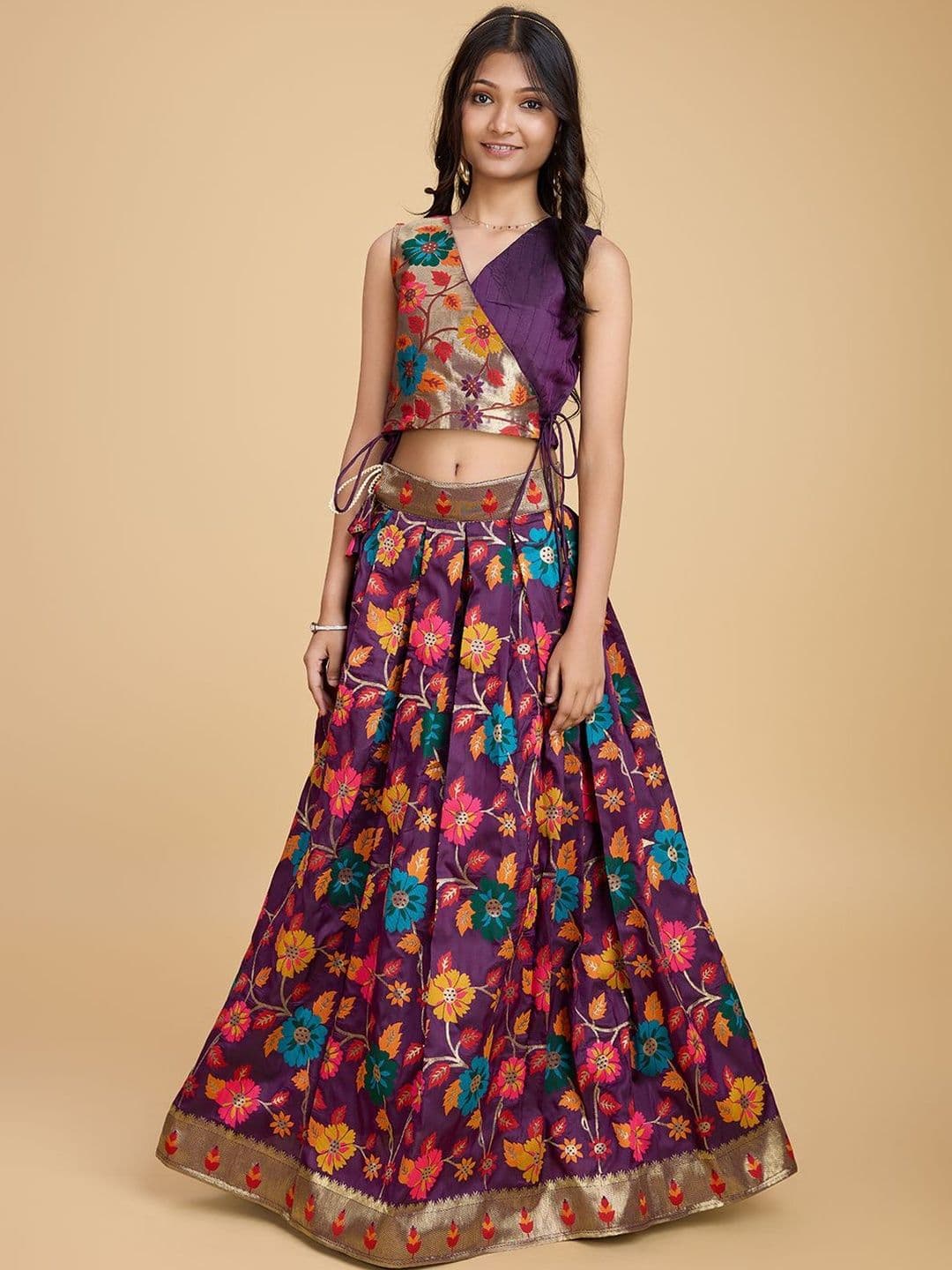 KALANANDI Girls Embroidered Ready to Wear Lehenga & - view 1