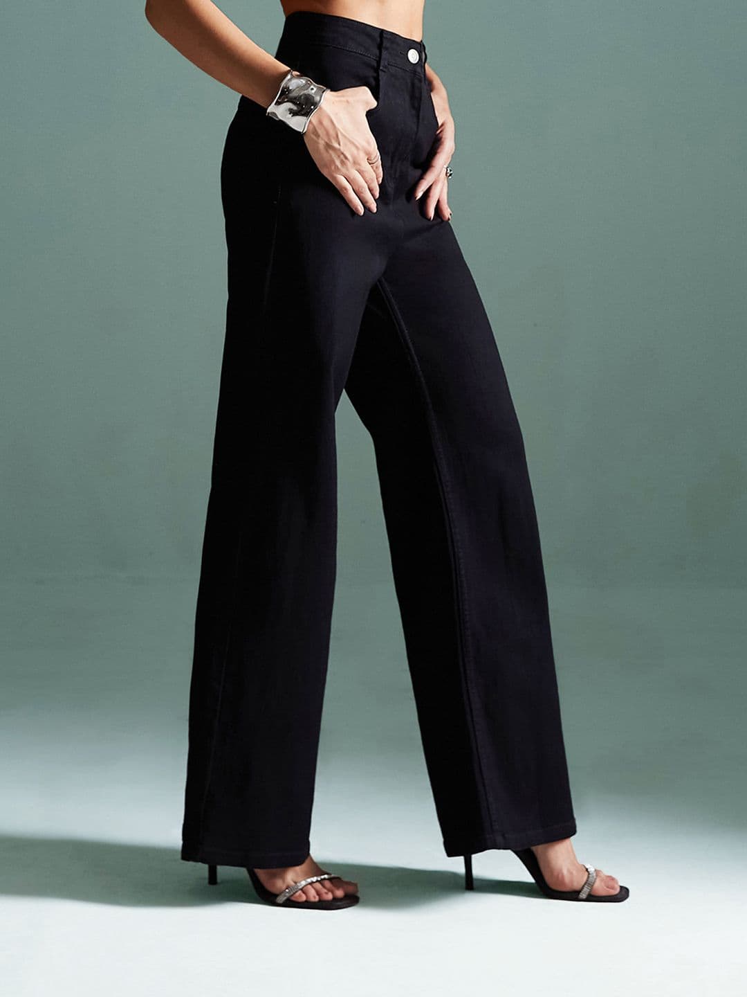 Miss Chase Women Wide Leg High-Rise No Fade Stretchable Jeans - view 1