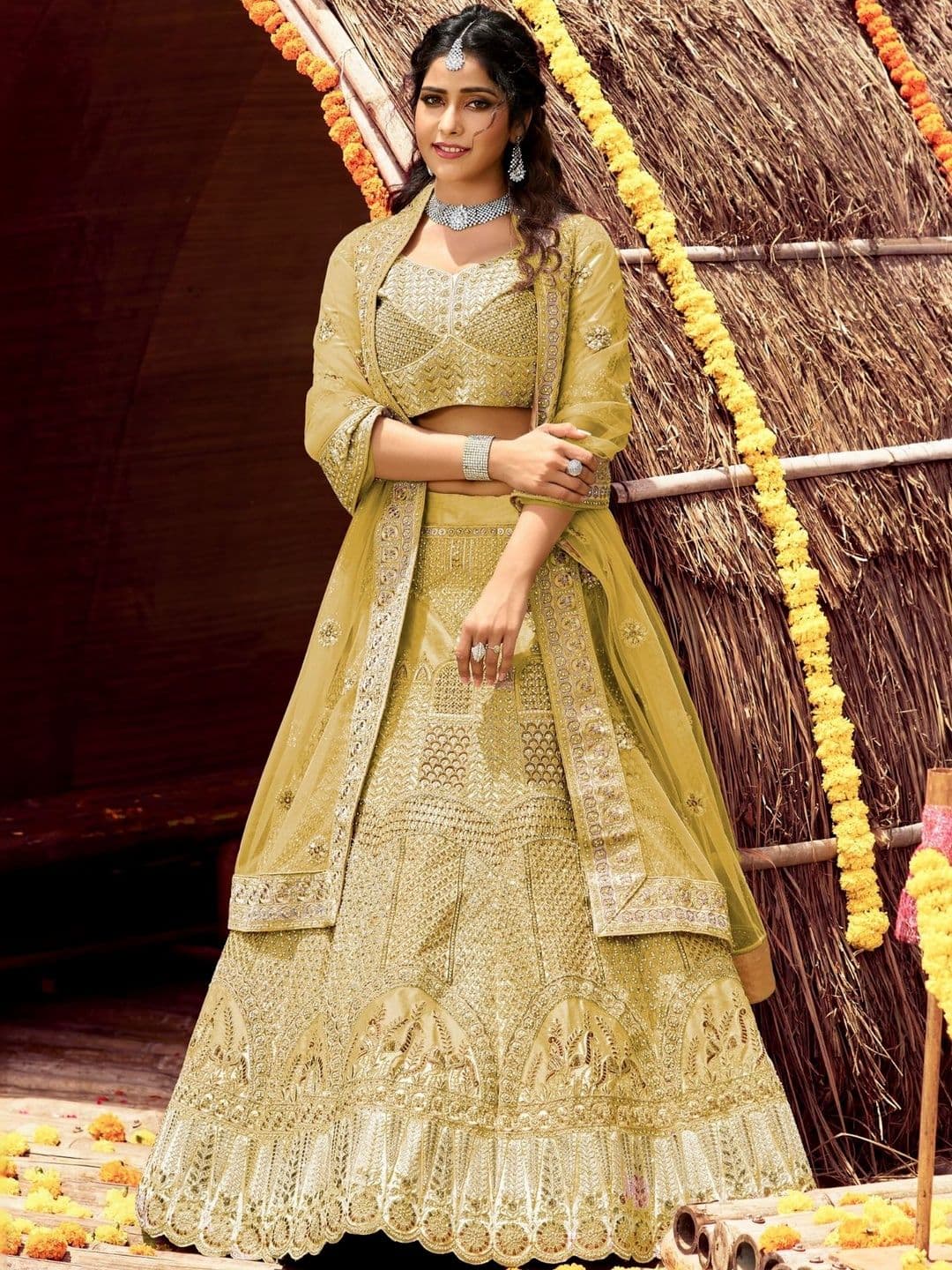 Fusionic Embellished Sequinned Semi-Stitched Lehenga & Blouse With Dupatta - view 1