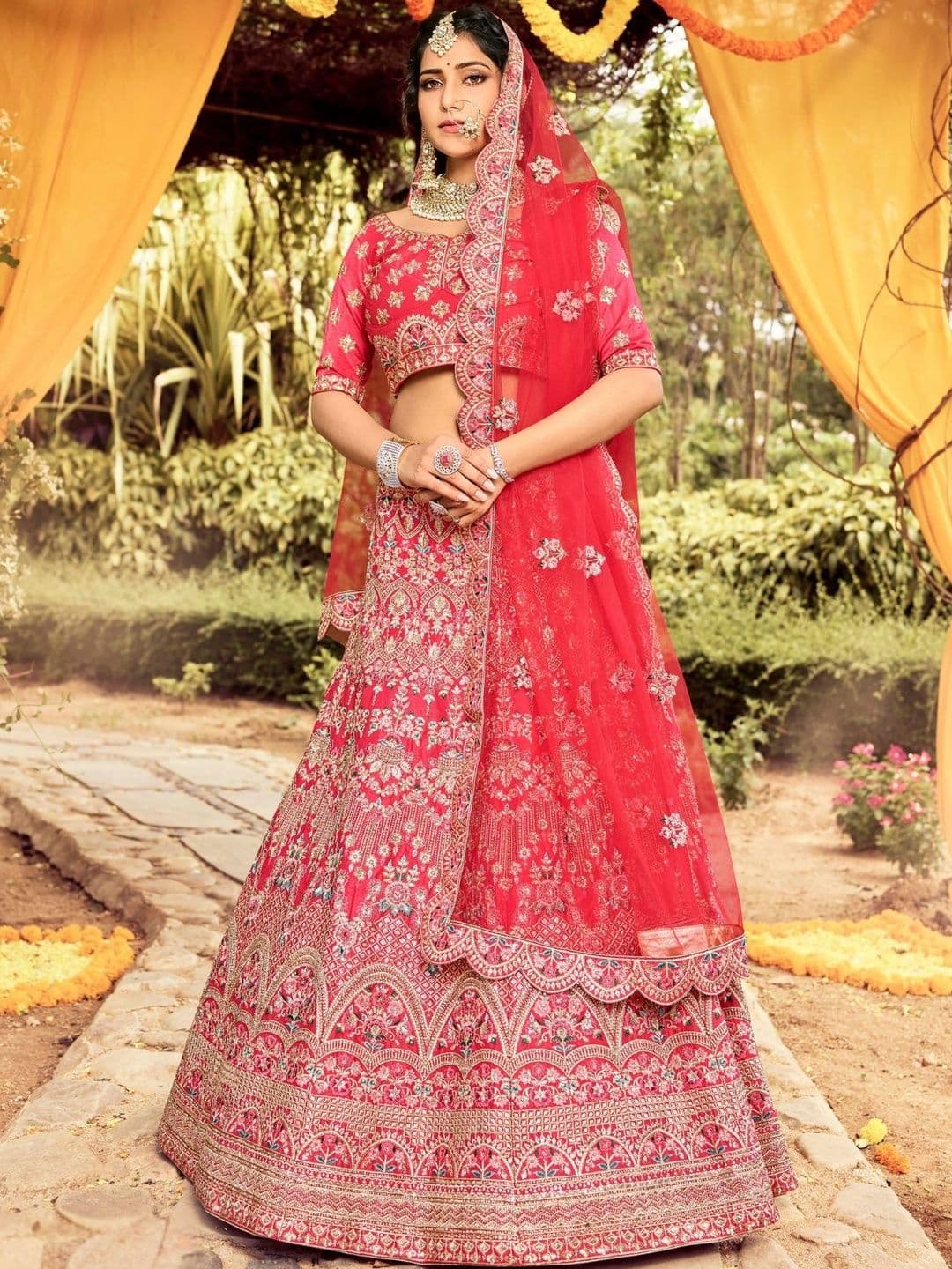 Fusionic Embroidered Semi-Stitched Lehenga & Blouse With Dupatta - view 1