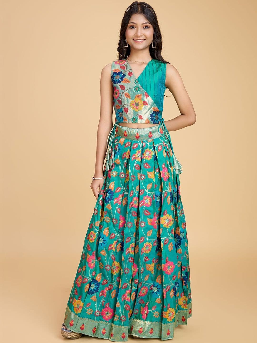 KALANANDI Girls Embellished Thread Work Ready to Wear Lehenga & - view 1