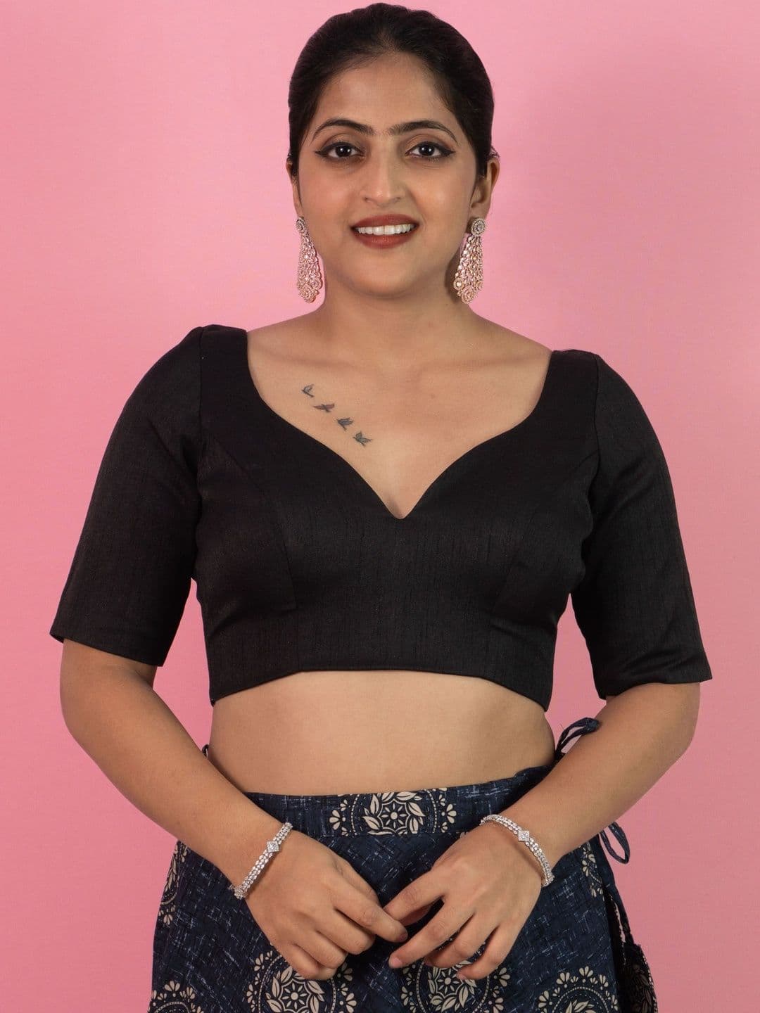 FIGURES DESIGNER V-Neck Saree Blouse - view 1