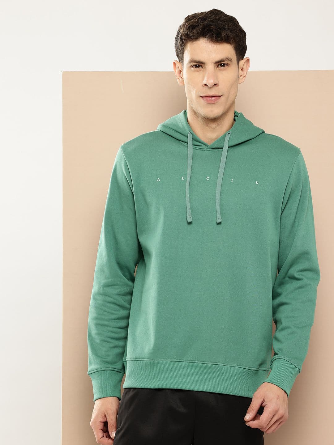 Alcis Brand Logo Self Design Hooded Fleece Pullover - view 1