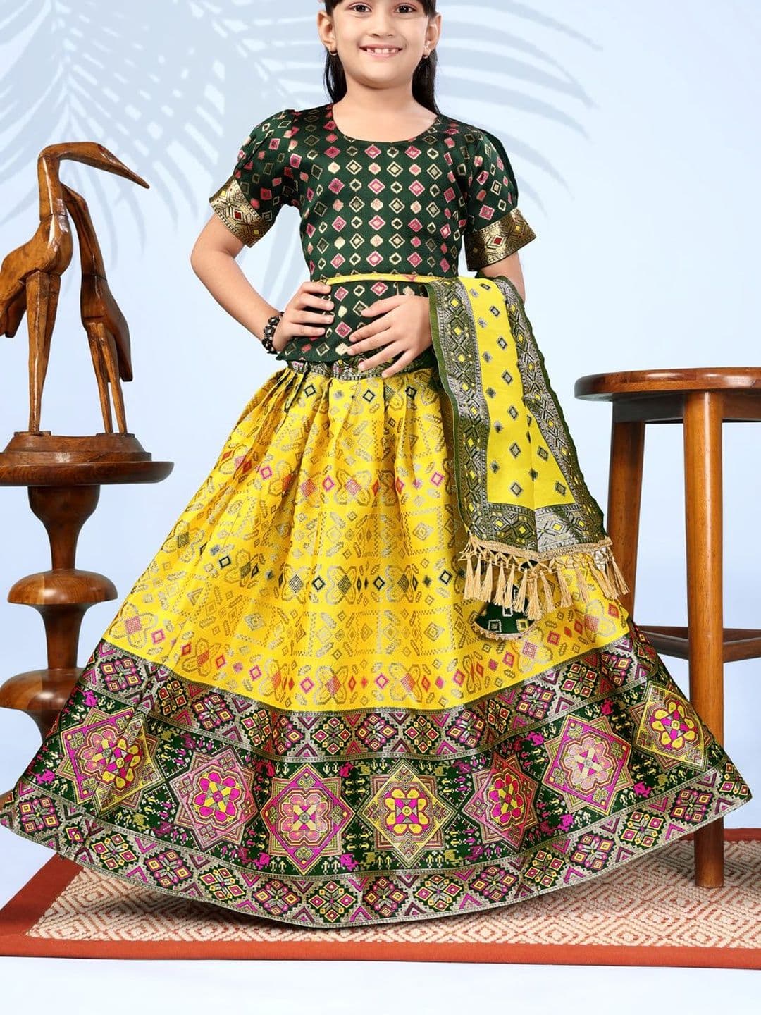 satyamfab Girls Semi-Stitched Lehenga & Blouse With Dupatta - view 1