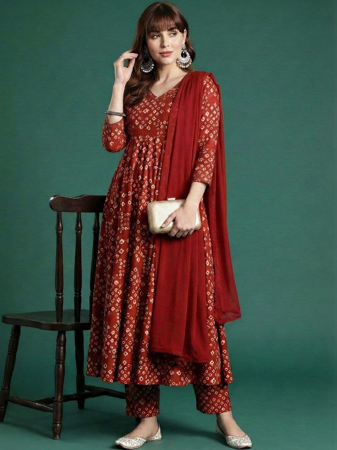 KALINI Women Ethnic Motifs Printed Empire Kurta with Trousers & With Dupatta - view 1
