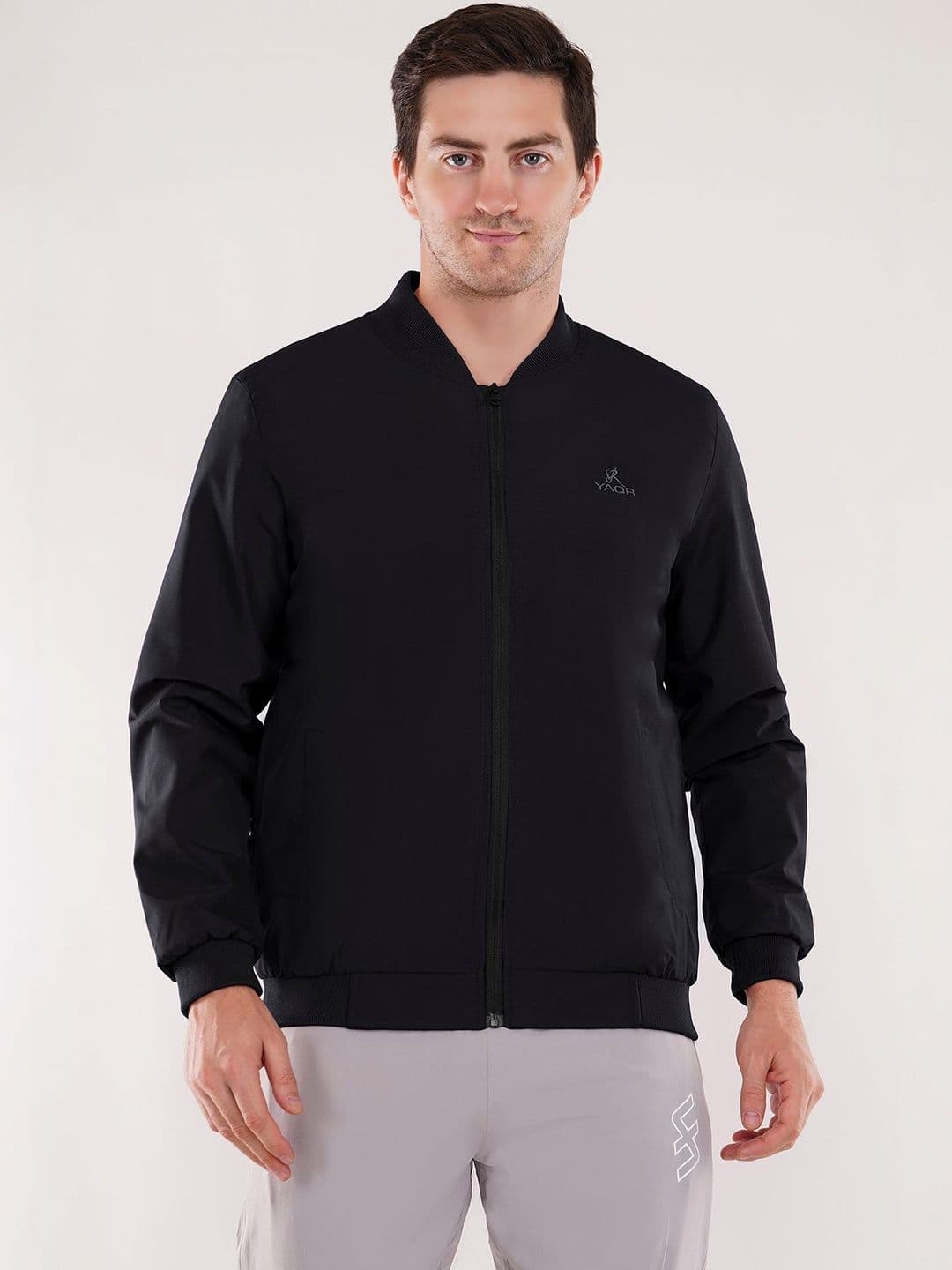 YAQR Men Brand Logo Lightweight Bomber Jacket - view 1