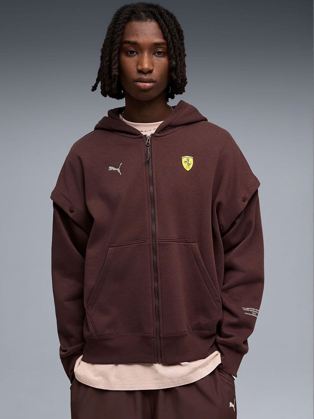PUMA Motorsport Scuderia Ferrari Premium Men's Convertible Sleeve Hooded Sweat Jacket - view 1