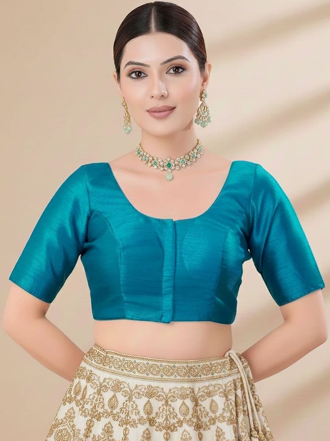SALWAR STUDIO Round Neck Saree Blouse - view 1