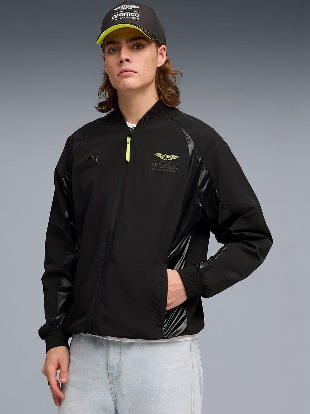 PUMA Motorsport Aston Martin F1 Lifestyle Men's Lightweight Bomber Jacket - view 1