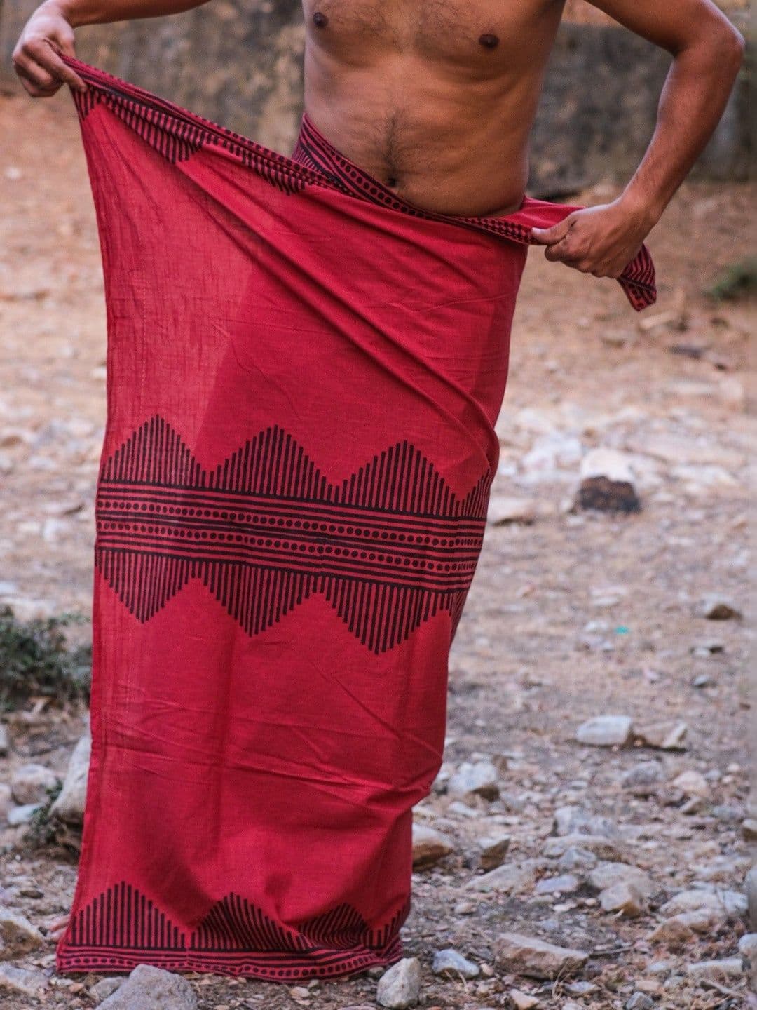 CRYSTAL HEAL Men Printed Cotton Dhotis - view 1