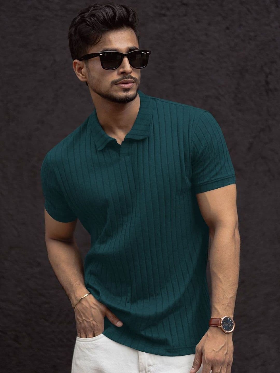 HAPPY KHAJANA Men Striped V-Neck T-shirt - view 1