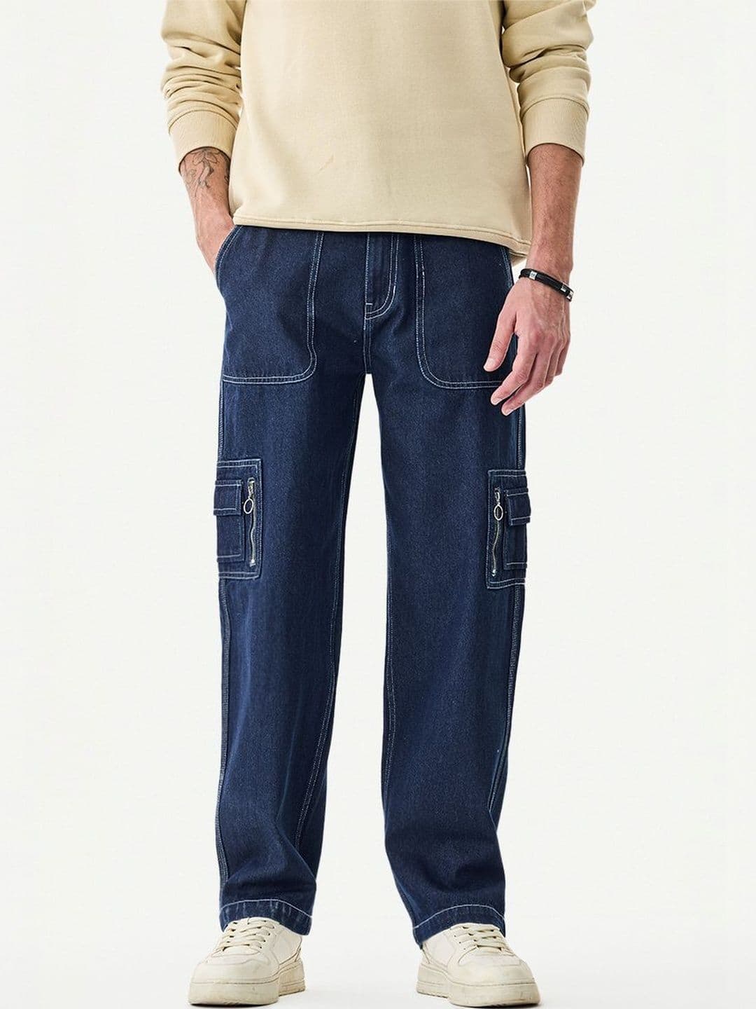 Snitch Men Pure Cotton Baggy Cargos - view 1
